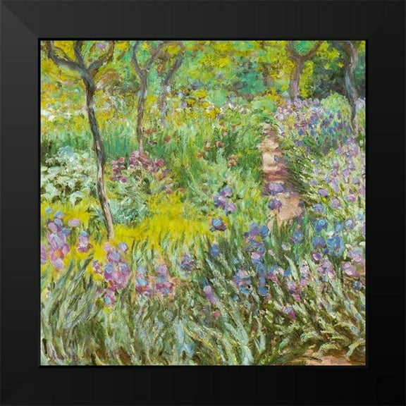 Monet, Claude 12x12 Black Modern Framed Museum Art Print Titled - Artists garden at Giverny-irises 1900