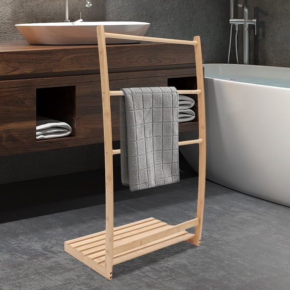3 Tiers Bamboo Towel Rack, 6.61-8.82lbs Load, Freestanding Towel Holder Stand for Hotel Home Bathroom