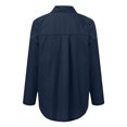 thumbnail image 2 of Tittly Button Down Shirts Womens Shirts Collar Solid Casual Long Front Sleeve Turn Tops Down Women Pockets Shirt Button Women's Blouse Long Sleeve Shirts for Women Tshirts Shirts Womens Tops Navy XL, 2 of 8
