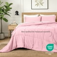 thumbnail image 2 of Ivy Union Comforter Set - Box Stitch - Easy Care Ultra-Soft Microfiber - All Season Warmth - Bedding Comforter - King - Light Pink, 2 of 7