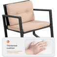 thumbnail image 4 of 3 Piece Outdoor Rocking Chair Set,Wicker Bistro Sets Rattan Chair Front Porch Furniture Rocking,Chairs Set of 2,Cushioned Patio Rocker Chair Set with Glass Table for Backyard Porch Poolside (Black), 4 of 7