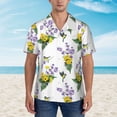 thumbnail image 2 of Xecao Lavender Flowers print Hawaiian shirt - a stylish short-sleeve button-down for men, perfect for casual beach and tropical outings., 2 of 9