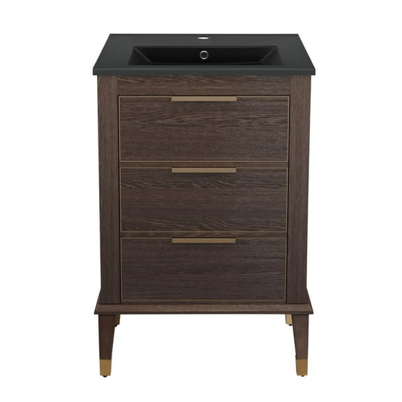 Swiss Madison Sm-Bv390mb Hugo 24" Free Standing Single Basin Vanity Set - Brown Oak /