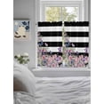 thumbnail image 3 of Pink Flowers Bathroom Window Curtain, Spring Floral Watercolor Botanical Farmhouse Striped Light Filtering Coffee Kitchen Curtains, Bedroom Living Room Curtains 2 Panel 84"x45", 3 of 6