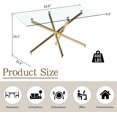thumbnail image 4 of 63" Rectangular Clear Tempered Glass Dining Table for 4-6 People, Modern Kitchen Table with X-Shaped Metal Base, Dining Table for Dining Room, Living Room, 4 of 7
