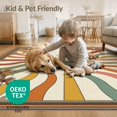 thumbnail image 4 of ODIKA 8'x10' Washable Area Rug Sunset Vinyl Colored Retro Record Disc Orange Geometric Layout for Living Room, Under Sectional, Family , Durable, Non-Slip, 4 of 7