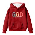 thumbnail image 3 of WOYY Big Girls Graphic Hoodie God Print Hooded Sweatshirt Casual Sport Pullover Top, 3 of 3