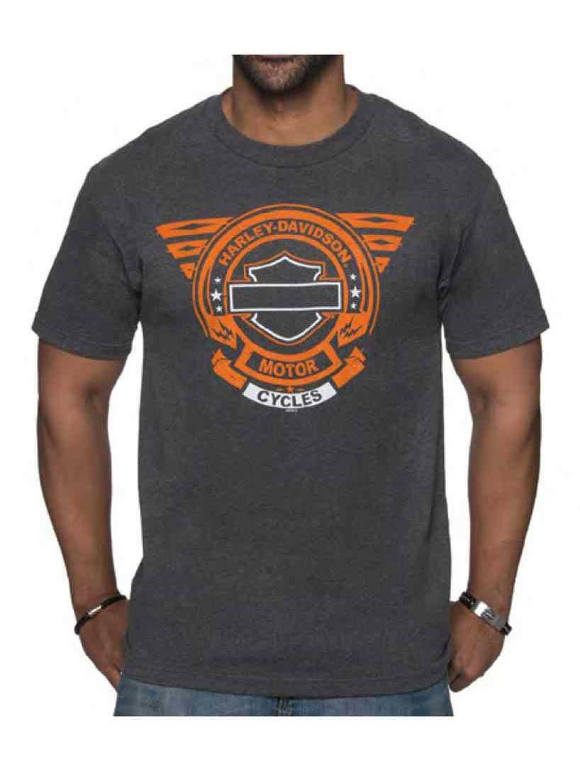 Harley-Davidson - Harley-Davidson Men's Way Down B&S Poly-Blend Short Sleeve T-Shirt, Charcoal