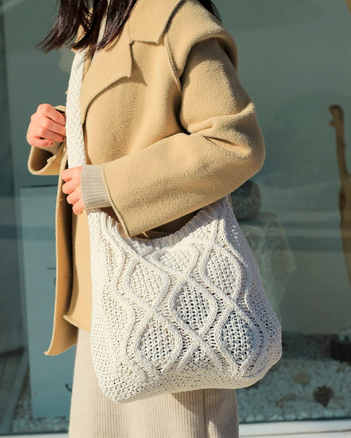 CoCopeaunts Women's Shoulder Handbags Crochet Bags Shoulder Shopping Bag tote bag aesthetic canvas tote cute tote bags