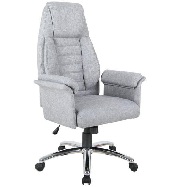 Homcom High Back Fabric Executive, Grey Fabric Office Chair With Arms