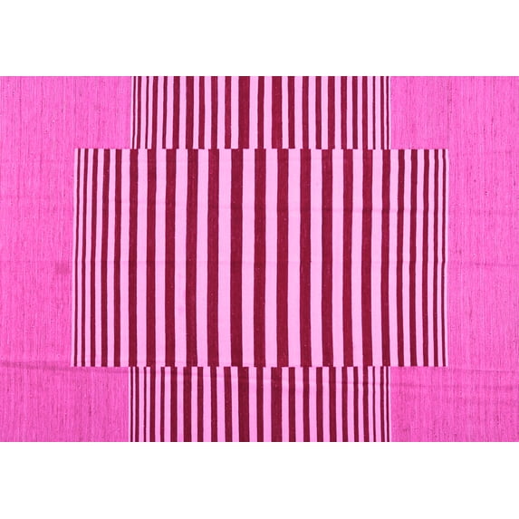 Ahgly Company Indoor Rectangle Abstract Pink Contemporary Area Rugs, 2' x 4'