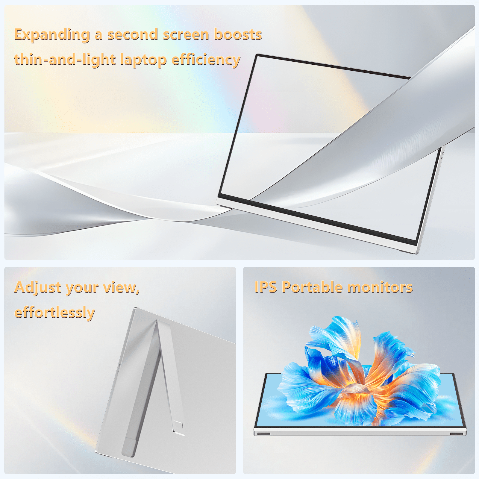 VEOUT 16" 1920×1200P Portable Monitor - IPS Kickstand Ultra-Slim, USB-C/HDMI for Laptop Gaming/Office/Travel