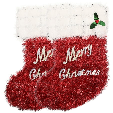 

NUOLUX 2pcs Fringed Christmas Xmas Socks Decorative Pendants Shopwindow Hanging Ornaments Home Decor