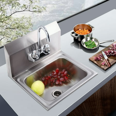 - Jaxpety Commercial Stainless Steel Wall Mounted NSF Hand Sink w/ Faucet 17