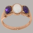 thumbnail image 3 of LBG British Made 18k Rose Gold Natural Opal & Amethyst Womens Anniversary Ring - 33 size options - Size 11.5, 3 of 7