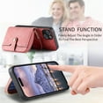 thumbnail image 2 of SaniMore for iPhone 14 (6.1 inch 2022) Case,Wear-resistant PU Leather Skin + Zipper Purse Card Slots Removeable Crossbody Lanyard Stand Shell Shockproof Anti-scratch Drop-resistant For iPhone 14, Pink, 2 of 11
