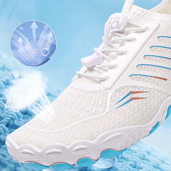 lnmuld Men Women Barefoot Shoes Breathable Mesh Shoes for Water Yoga Fitness Hiking Color:White,Size:10