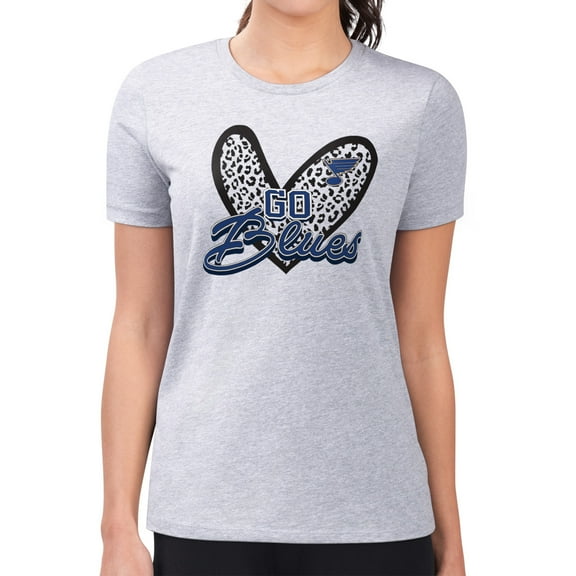 Women's G-III 4Her by Carl Banks Heather Gray St. Louis Blues Super-Slim Fit Lightweight Animal Print Heart T-Shirt