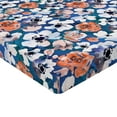 thumbnail image 4 of Ambesonne Floral Fitted Sheet, Modern Flourishes Flowers, King Size, Dark Teal Orange, 4 of 5