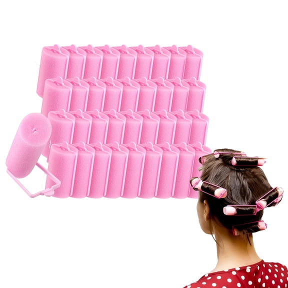 Foam Sponge Hair Roller, 36 Piece Set, Lightweight, Pink