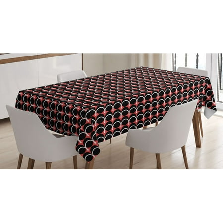 

Abstract Tablecloth Composition of Round Shapes and Curving Vertical Streaks Rectangle Satin Table Cover Accent for Dining Room and Kitchen 60 X 84 Coral Slate Blue by Ambesonne