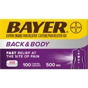 Bayer Back & Body Extra Strength Aspirin, 500mg Coated Tablets, Fast Relief, (Pack of 18)