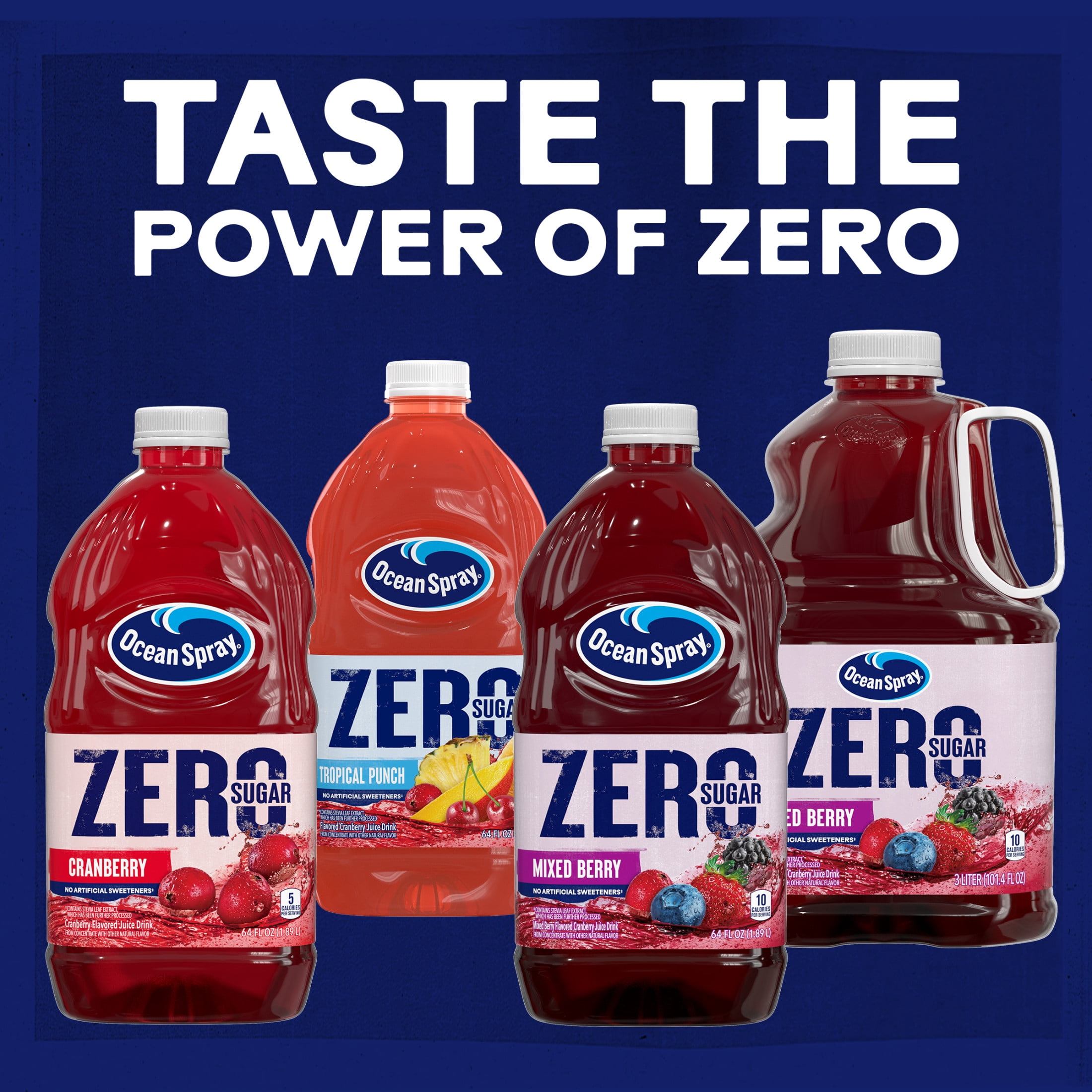 (8 pack) Ocean Spray® ZERO Sugar Tropical Punch Juice Drink, 64 Fl Oz Bottle