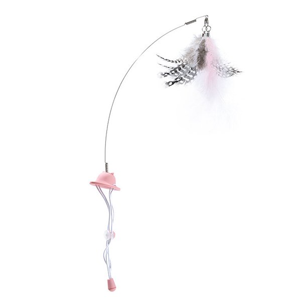 Methold Juego interactivo para mascotas Teaser, palo divertido montado en la cabeza de silicona, juguete de plumas, Animal para interiores y exteriores, Juguetes para gatos Methold PT003914-00B