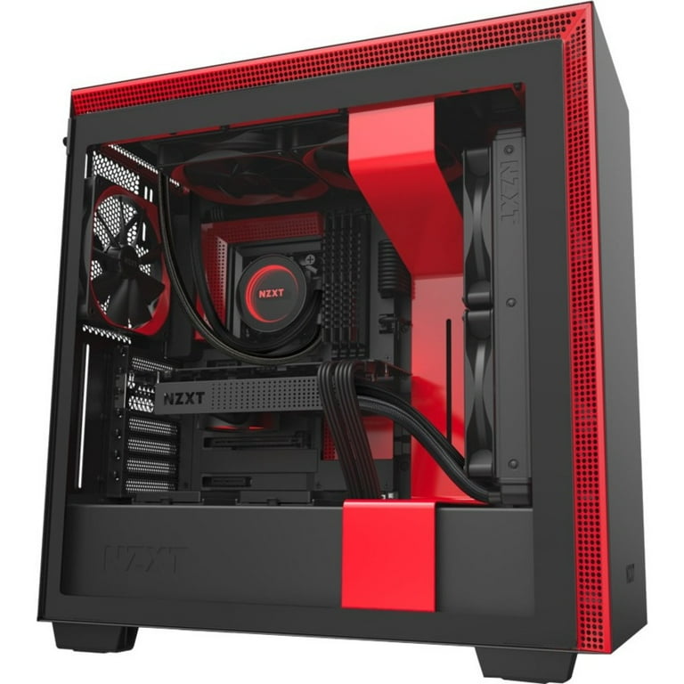NZXT Case H710 TG Mid-Tower USB Matte Black Red - Walmart.com