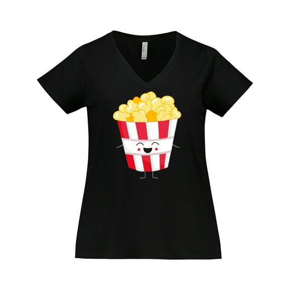 Inktastic Cute Kawaii Popcorn Women's Plus Size V-Neck T-Shirt