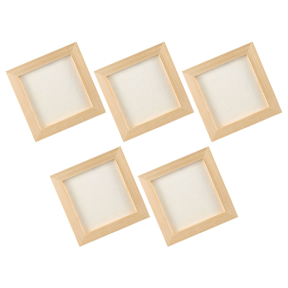 Phenofice 5Pcs DIY Wooden Picture Frames Khaki Paintable Blank Craft Frames for Photo and Art Projects