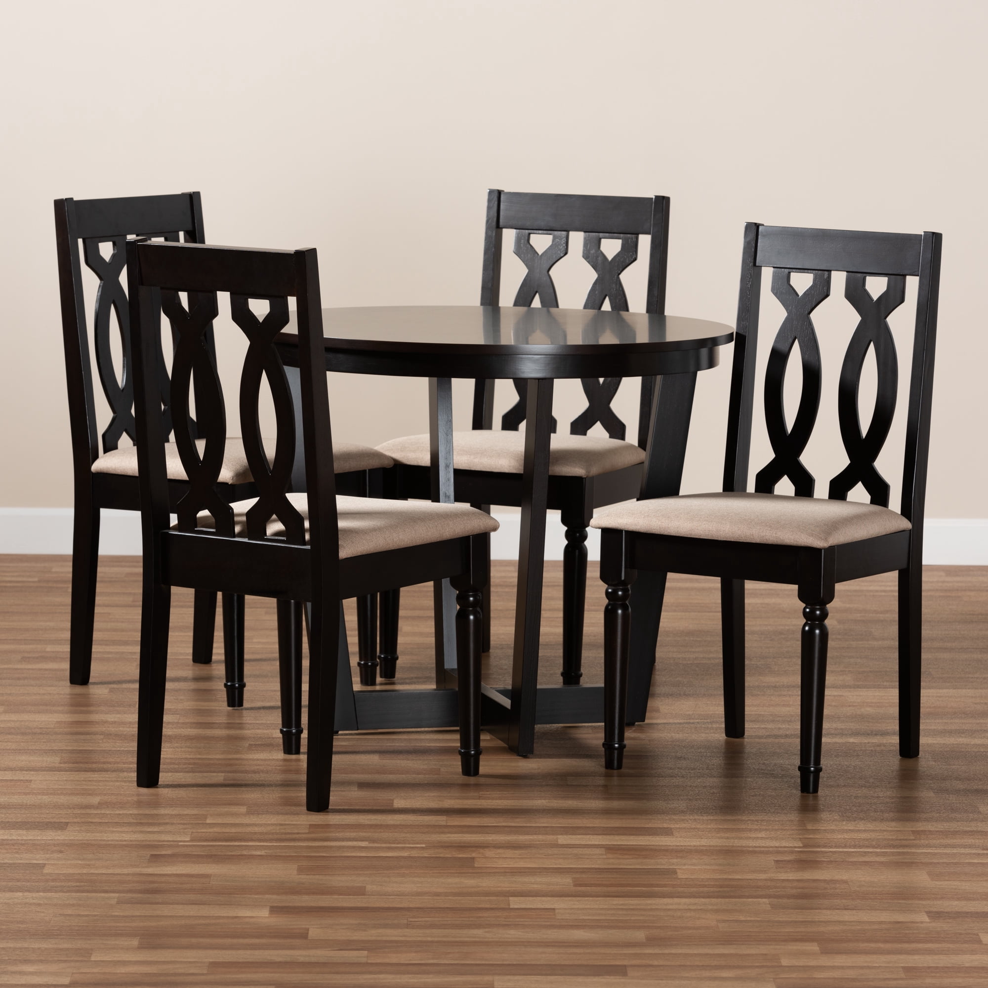 Baxton Studio Julie Modern Dining Set, 5-Piece, Dark brown