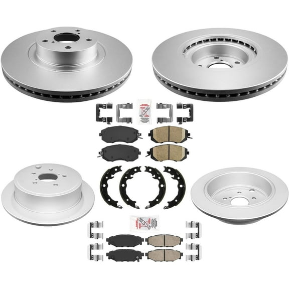 AmeriBRAKES Coated Front & R Disc Brake Rotors & Pads For 14-18 Subaru Forester