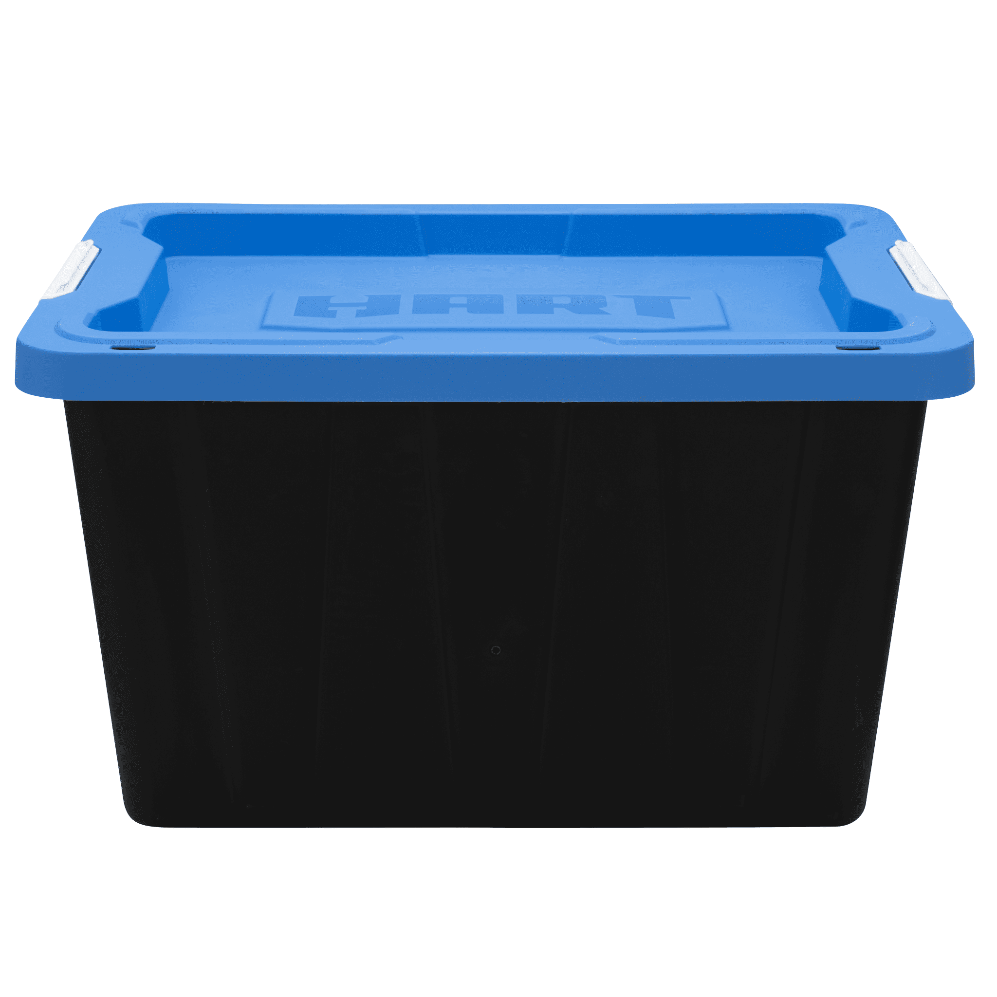 12 Gallon Heavy Duty Latching Plastic Storage Box, Black Base/Blue