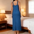 thumbnail image 4 of Women’s Lace V Neck Nightgown Sleeveless Loose Casual Long Nightdress Soft Lightweight Sleepwear,Dark Gray,L, 4 of 6