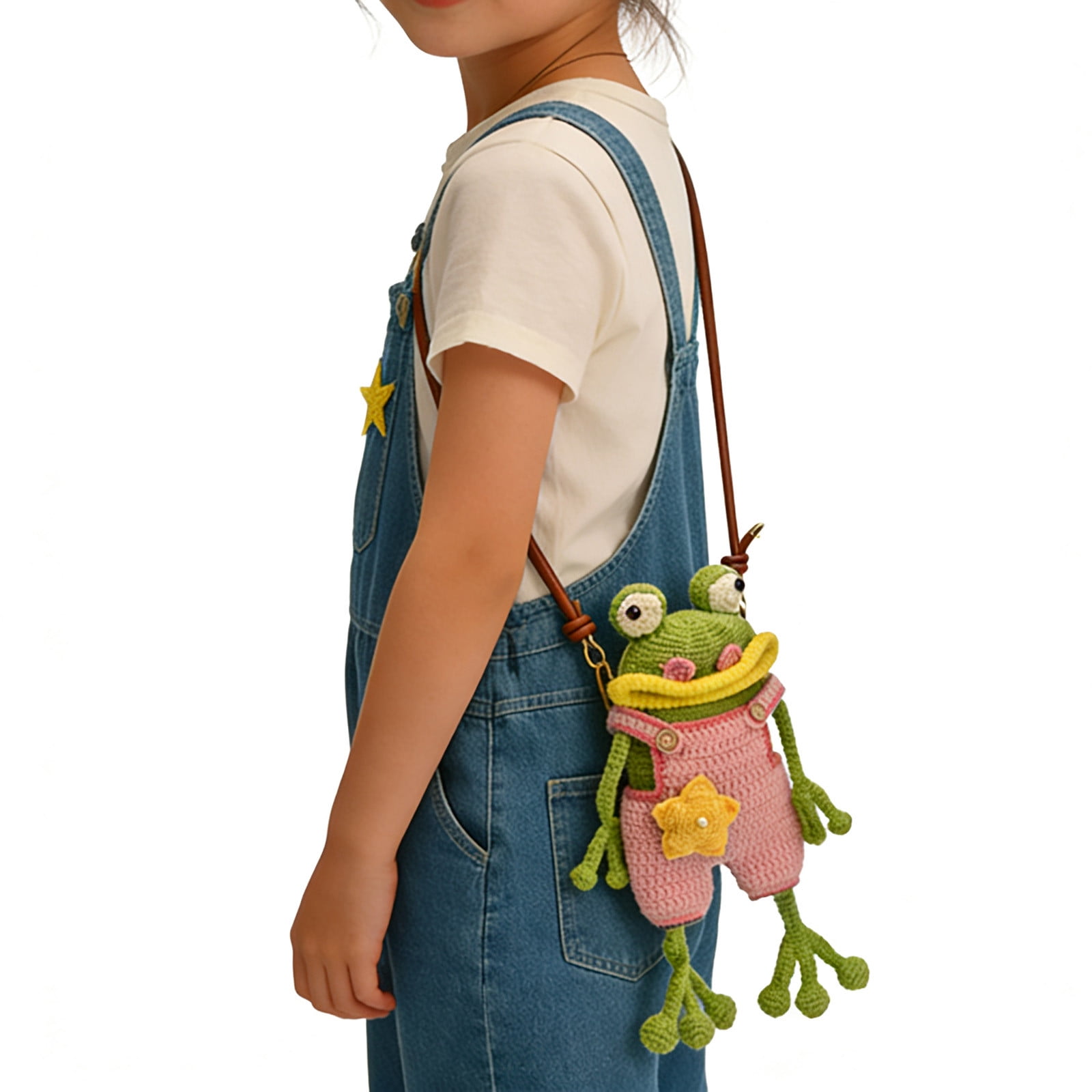 Handmade Crochet Big Mouth Crossbody Bag, Cute Phone Pouch and Shoulder Bag, Trendy Yarn Craft Purse for Women, for Everyday Casual Outfit and Fashion