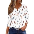 thumbnail image 2 of Drovellove Women's V Neck Blouse with 3/4 Length Sleeve - Casual Button Down Front Top for Home or Office, 2 of 6