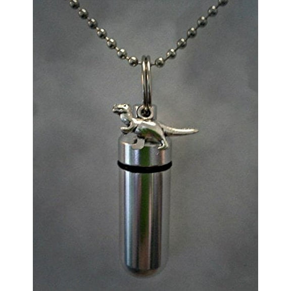 DINOSAUR CREMATION URN Keepsake with Velvet Pouch, Ball-Chain & Fill Kit