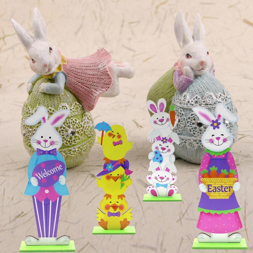 Easter Wooden Table Centerpieces Decorations Egg Hunt Decorations Happy