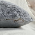 thumbnail image 5 of Home Soft Things Serenta Jacquard Rabbit Faux Fur Throw Pillow Covers 2 Piece Set, 20" x 20", Silver Grey, 5 of 6
