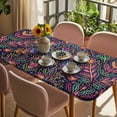 thumbnail image 3 of Mexico Flower Table Cloths for 3 Foot Rectangle Tables, Abstract Geometric Colorful Floral Plant Patio Waterproof Elastic Fitted Tablecloths, Washable Rectangular Table Cover for Camping, 3 of 8
