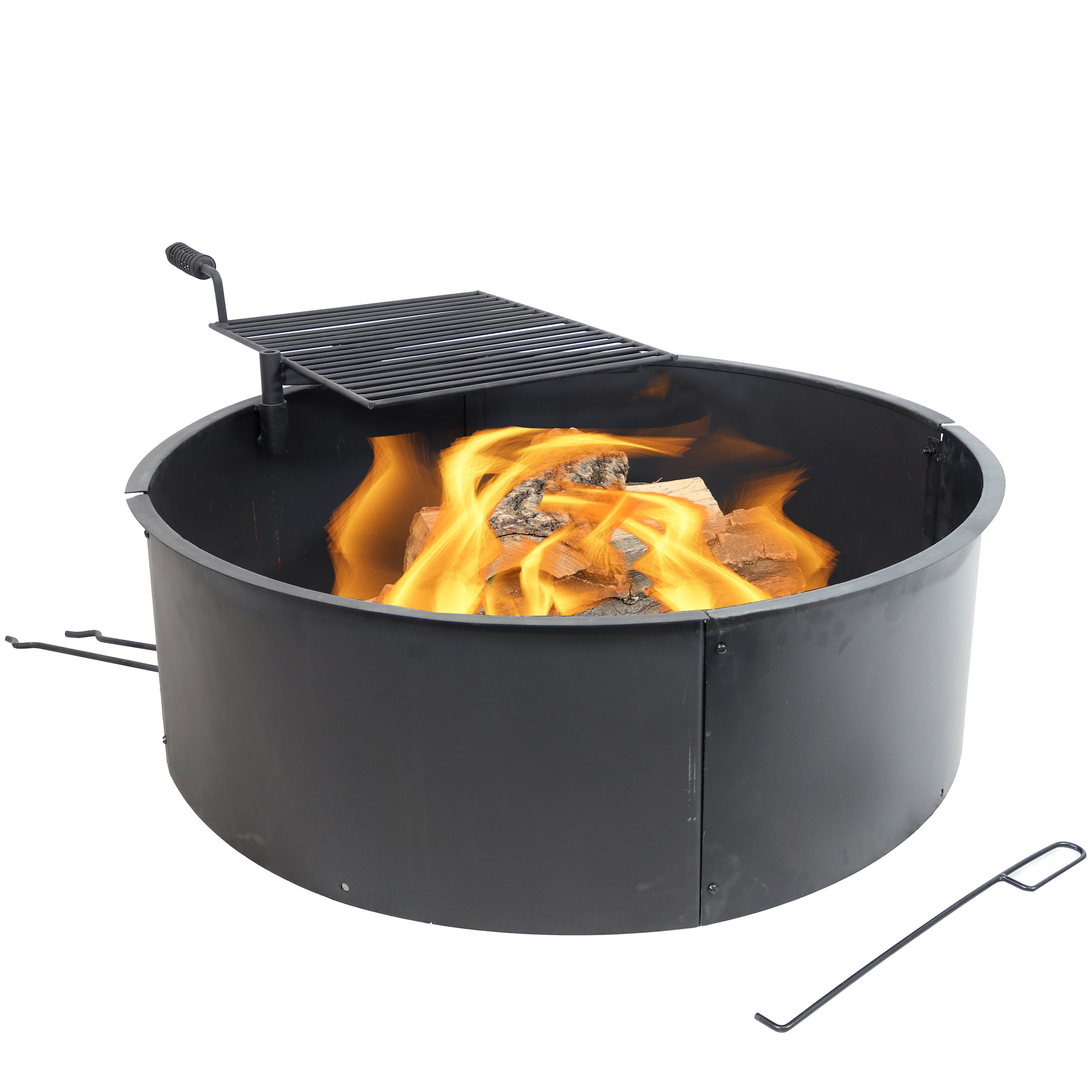 Titan Outdoors 24 32 36 Steel Fire Ring w/Cooking Grate Campfire Pit Camping Park Grill