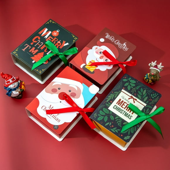 Zues 4Pcs/Set Exquis Sac-Cadeau Largement Utilisé Papier Boîtes d'Emballage de Bonbons sur le Thème de Noël pour la Maison