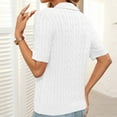 thumbnail image 6 of Womens Ribbed Knitted Sweaters, Short Sleeve Pullover for Women Casual Solid Color Slimming Fit Lapel V Neck Sweater Summer Tops, 6 of 6