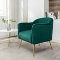 thumbnail image 3 of US Pride Furniture Contemporary Velvet Accent Chairs for Living Room Bedroom and Entryway Modern Armchair with Sleek Metal Legs Elegant Seating Solution for Small Spaces Green, 3 of 4
