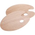 thumbnail image 1 of Paleta de madera para pintar, paquete de 2, paleta para pintar al óleo, paleta ovalada de madera para pintar con orificio para el pulgar para pintura acrílica, acuarela, al óleo, manualidades y manua, 1 of 5