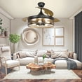 thumbnail image 3 of Depuley 42" Retractable 3-blade Ceiling Fan with Lights Industrial Ceiling Fan with Remote Control for Dining Living Room Kitchen 5 E26 Base, 3 of 7