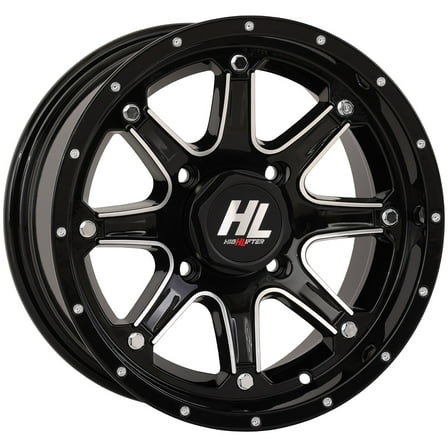 High Lifter by STI HL4 12x7 ATV/UTV Wheel - Gloss Black/Machined (4/110) - 4 3