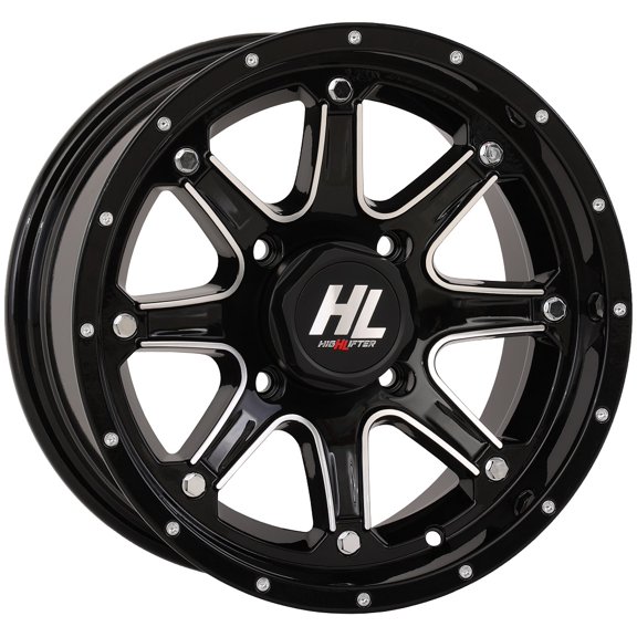 High Lifter by STI HL4 12x7 ATV/UTV Wheel - Gloss Black/Machined (4/110) - 4 3