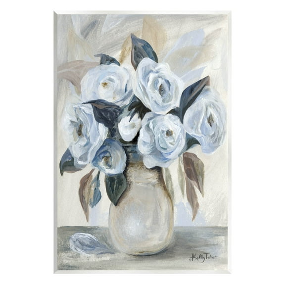 Stupell Industries Traditional Blue Rose Blossom Bouquet Painting Unframed Art Print Wall Art, Design by Kelley Talent